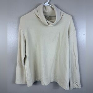Outdoor Voices Womens Mock Turtleneck Shirt Long Sleeve Cream Medium Athleisure